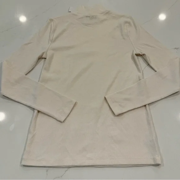NWT LOFT Ribbed Mock Neck Sweater Top in Cream - Picture 6 of 6